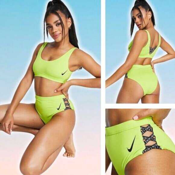 NWT NIKE Swim Women's SET Bikini And High Waisted Cheeky Bottom Size Small - Picture 1 of 8